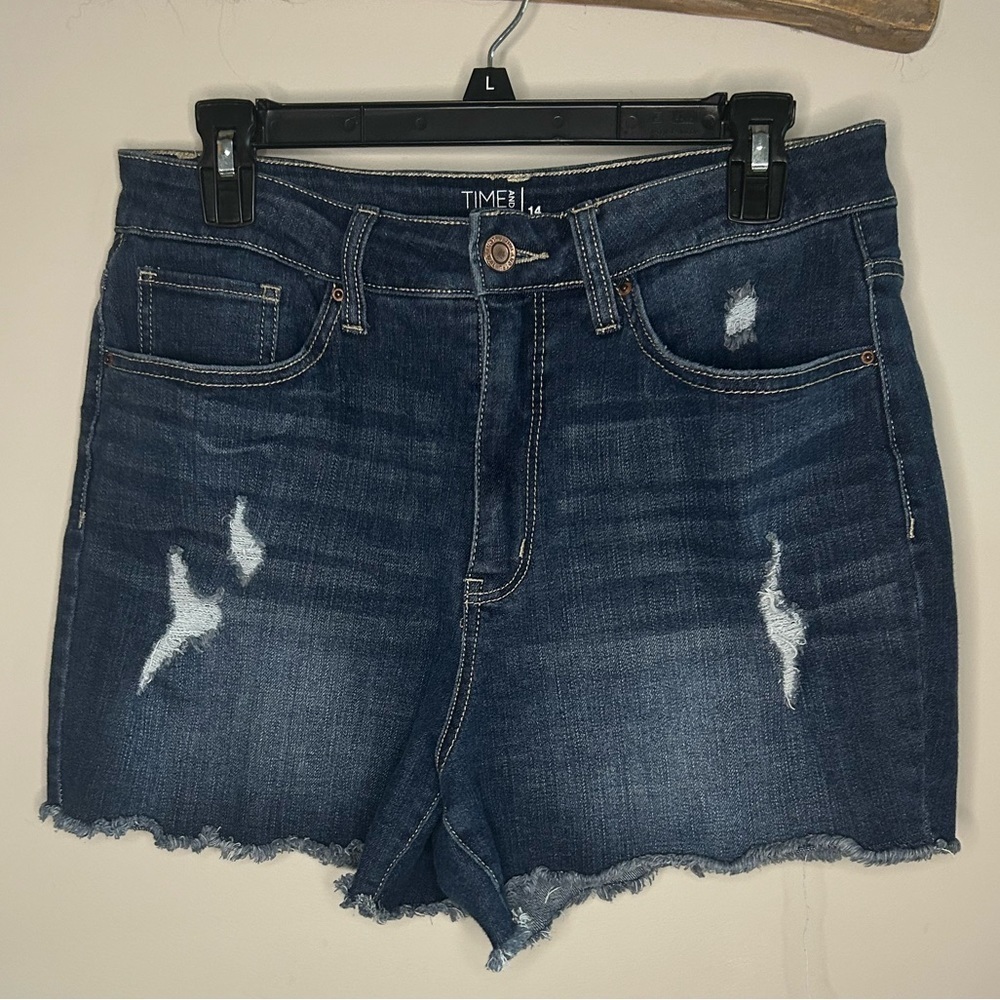 Distressed High Rise Mom Jean Shorts